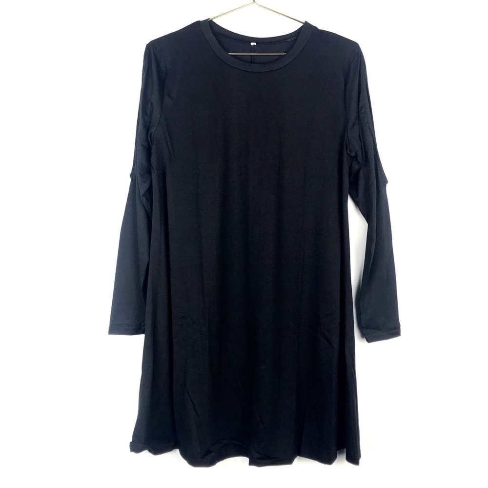 NWT Womens Black Cold Shoulder Long Sleeve Dress